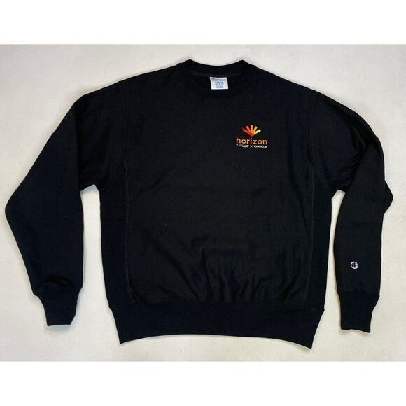 Champion Reverse Weave Horizon Logo Promo Sweatshirt Men Medium Black - Picture 1 of 5